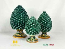 Pigna Siciliana in Ceramica di Caltagirone Verde rame ornato – Varie Dimensioni