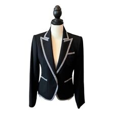 ZARA LANA BLU NAVY CONTRASTO BORDO BLAZER GIACCA CAPPOTTO OLIVIA PALERMO - XL