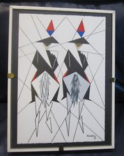 1988 Montella - Due carabinieri a cavallo Chine colorate su carta No Pippo Rizzo