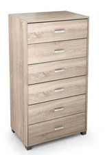 CASSETTIERA ROBUSTA MODERNA 6 CASSETTI SETTIMINO ROVERE SBIANCATO 120*68*40 cm