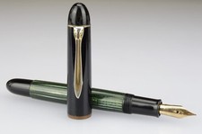 Pelikan 140 Stilografica Resina-Striped Pistone Nib "EF" 14Kt-585 Germany 1950s