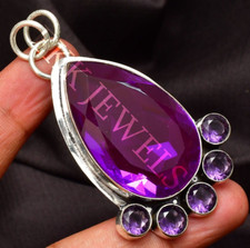 Ciondolo ametista argento sterling 925 pietra preziosa fatta a mano gioiello ...