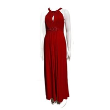 Abito girocollo Jenny Packham in maglia rossa con perline, UK 14 US 10 EU 42