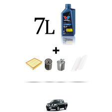 HOFFCAR Kit tagliando 4 FILTRI e 7L OLIO per Nissan Navara (D40) 2.5 Dci 126kw D