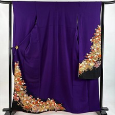 Kimono manica lunga viola seta Furisode taglia M 160 cm vintage