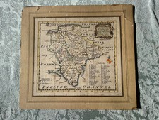 DEVONSHIRE Map BY EMANUEL BOWEN c1700s / ENGRAVED MAP - Kings Geographer