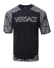 T-shirt uomo Versace motivo barrocco stampa logo bianco e nero taglia S,M,L,XXL