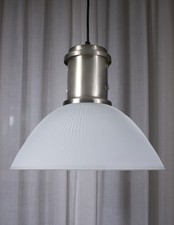 Lampada Bek Rossini, metallo nichelato e vetro rigato di cristallo. 40cm