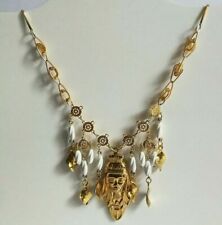 Collana vintage bigiotteria anni 80 metallo dorato con perline etniche boho orientali