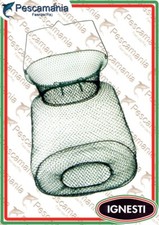 Cesto portapesci ovale in metallo con coperchio a molla e manico