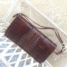 Borsa a spalla cocco marrone crocodile shoulder bag brown Vintage