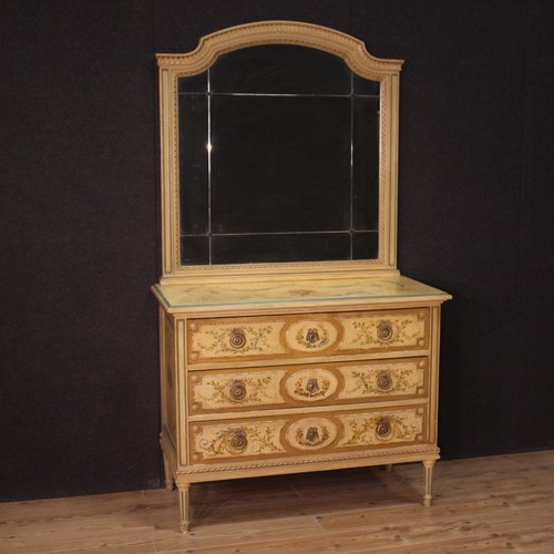 Comò legno laccato specchiera