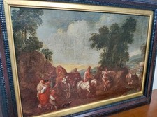 dipinto antico olio su tela con cornice del 1700 XVIII