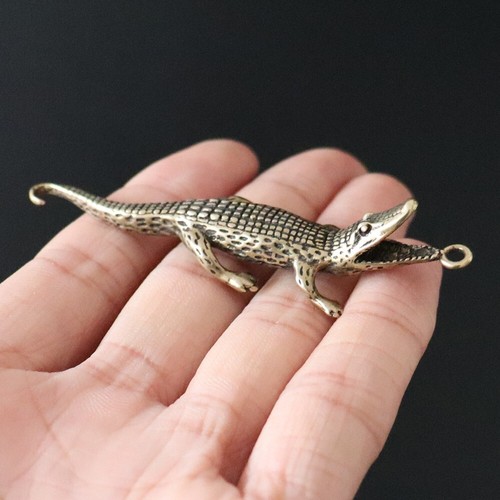 Pure brass alligator keychain - pure,