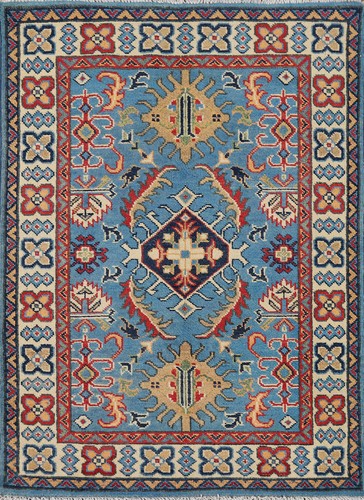 Tappeto blu geometrico - fatto, a