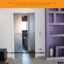 Porte a Vetro 10 mm scorrevole interno muro per controtelaio scomparsa da 80x210