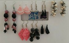 Lotto 8 paia orecchini fatti a mano perline fimo perle pendenti modelli misti
