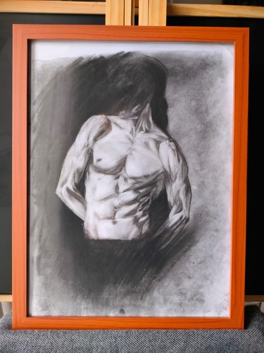 Disegno carboncino mezza - carboncino,