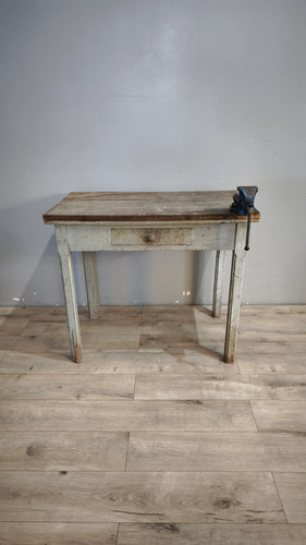 132 tavolo legno con morsa - tavolo,
