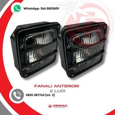 Coppia Fanali COBO Anteriori Quadrato Cornice Nera per Trattore 2 Luci 05.160