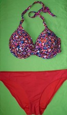 Next Boost bikini coriandoli u/w reggicalze 34DD/E e slip rosso taglia 12 nuovo con etichette nuovo con etichette