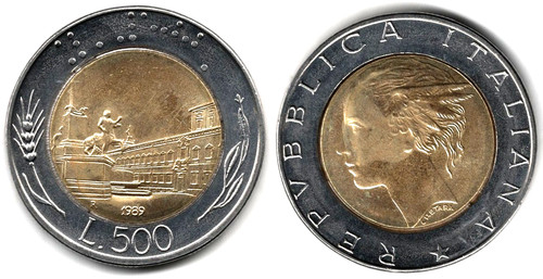 Italia 500 lire - ,, 1989