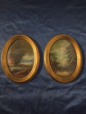 Coppia quadretti antichi ovali - coppia,