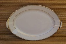 Antico Piatto Ovale Porcellana Limoge Bordo Dorati Arte Pop French Ceramica