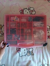 Lotto Scatola Perline E Minuteria Varia Catenine Vetro Plastica Legno Ciondoli 