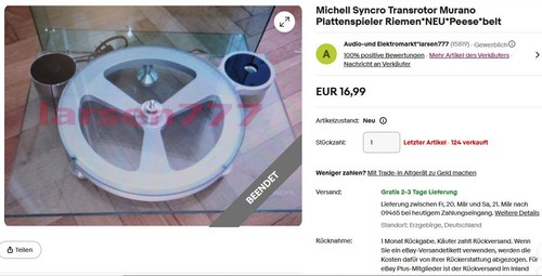 Cinghia giradischi michell - cinghia,