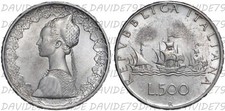 02277] REPUBBLICA ITALIANA - 500 LIRE CARAVELLE D' ARGENTO ANNO 1964