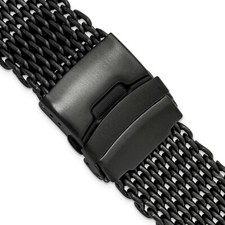 Maglia di squalo in acciaio inox PVD 24mm nero con cinturino orologio subacqueo