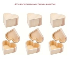 6 scatole in legno forma cuore