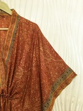 Pure Seta Kaftano Marrone e