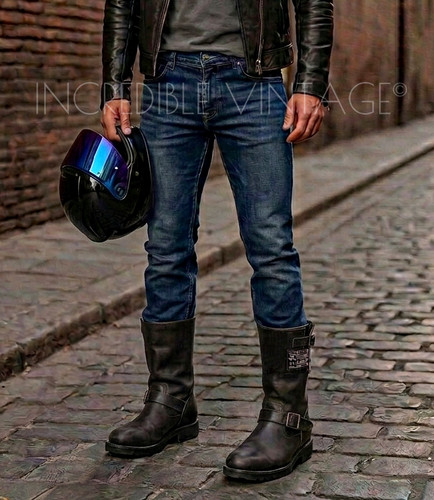 Stivali biker vintage uomo