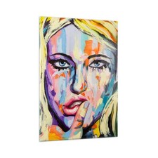 Quadro su Vetro 50x70cm Olio pittura ritratto donna Stampe Moderni Murale