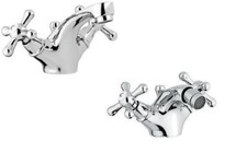 SET COMPLETO RUBINETTI MONOFORO LAVABO E BIDET  STELLA  CROMATO 