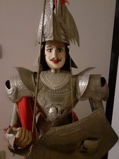 Pupo siciliano Orlando Burattino marionetta grande con asta di appoggio vintage