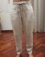 PANTALONI DONNA  DI LINO MARCA "DEHA"  GAMBA DRITTA COLORE BEIGE OTTIMA OCCASION