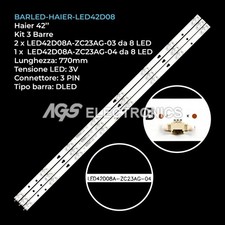 KIT 3 BARRE STRIP 8 LED TV