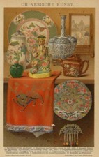 1894 Antica Stampa = ARTE ANTICA CINA = CROMOLITOGRAFIA Old Print