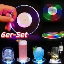 Set 6 Sottobicchieri LED Colorati Acrilici Sottobicchieri Luminosi per Bicchieri Bottiglie Festa