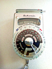 esposimetro vintage SEKONIC model type L-6 con custodia in pelle e catena