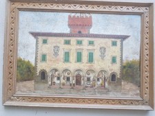 Quadro naif - Castello/ casa olio su legno