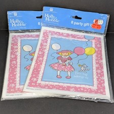 Sacchetto regalo festa Holly Hobbie 1990 (2 pezzi da 8) plastica rosa saluti americani vintage