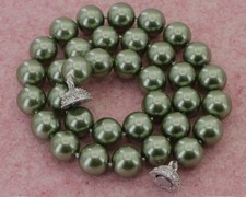 COLLANA LUNGA 45 CM CON PERLE 10 MM COLORE VERDE