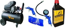 COMPRESSORE VIGOR 50 LITRI VCA-50L 2 HP  + kit 3 pezzi accessori + olio 
