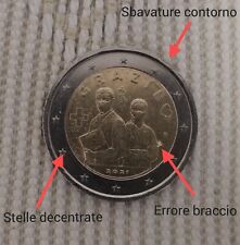 Moneta Rara Grazie medici 2021; da 2 euro con tre errori di conio; Monete rare 