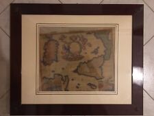 Quadro cartina pergamena regno delle due Sicilie raro, vintage, cornice legno