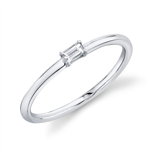14k oro bianco baguette taglio - 14k,